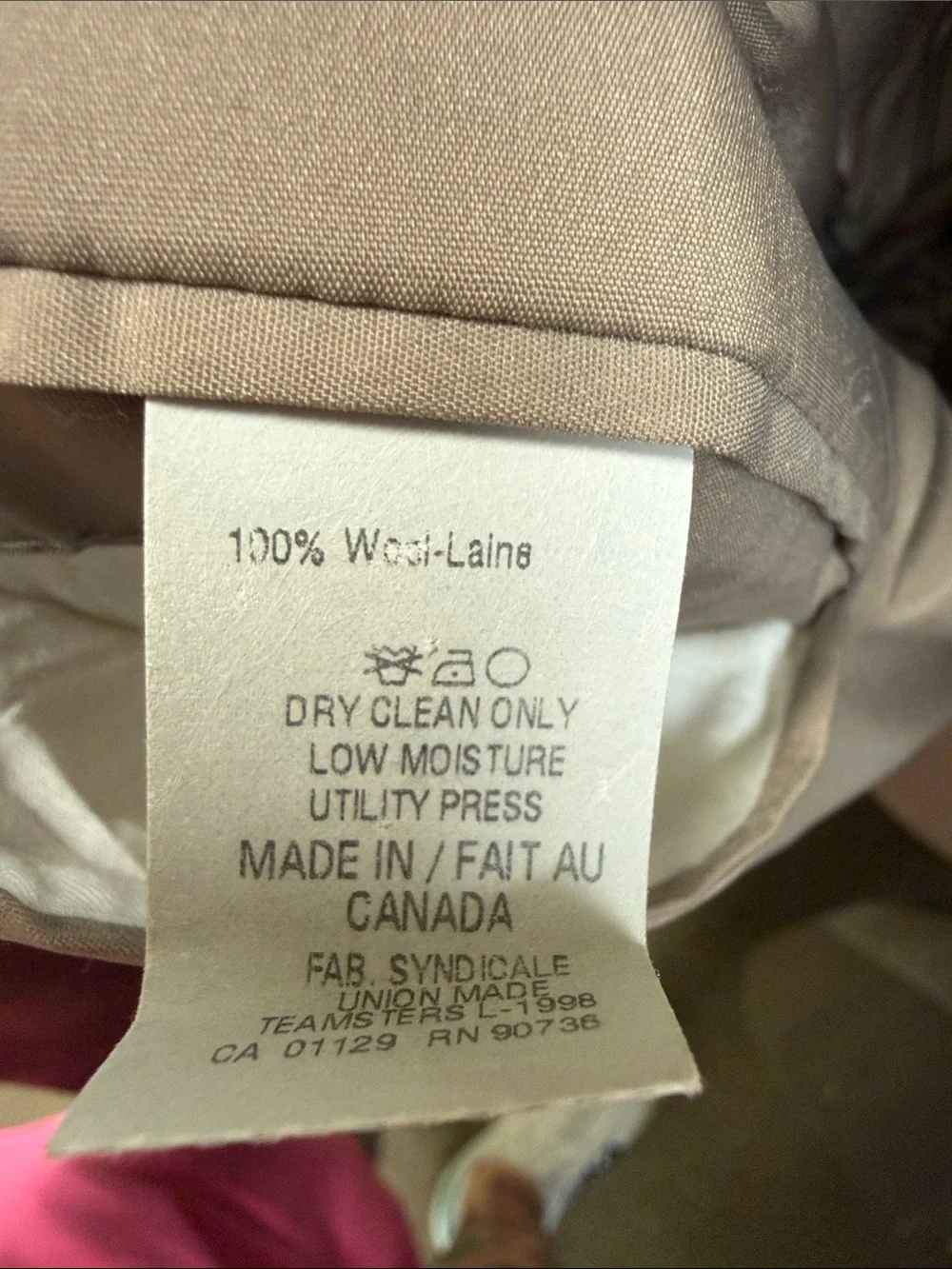 Vtg Lauren Ralph Lauren 100% Wool Taupe Sport Coat Blazer 46R Made in Canada
